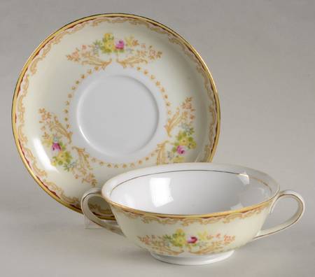 CEB16 Footed Cream Soup Bowl & Saucer Set
