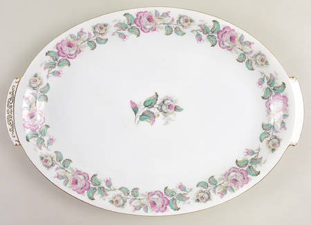 Pink Rose 15" Oval Serving Platter