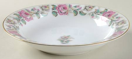 Pink Rose Rim Soup Bowl