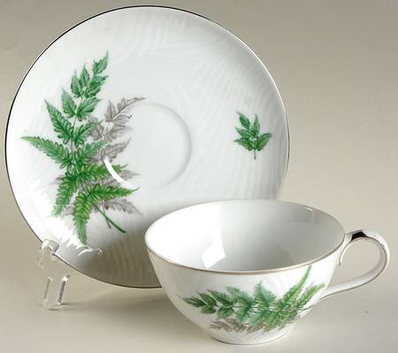 Ferndale (Platinum Trim) Flat Cup & Saucer Set