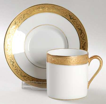 Ambassador Gold Flat Demitasse Cup & Saucer Set