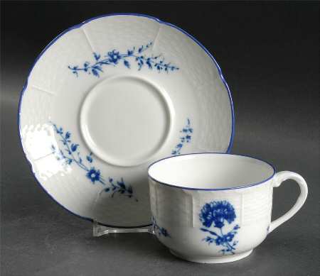 Blue Carnation Flat Cup & Saucer Set by Ceralene