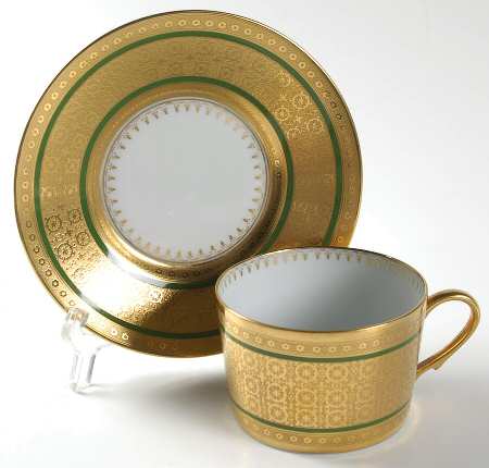 Byzance Green Flat Cup & Saucer Set