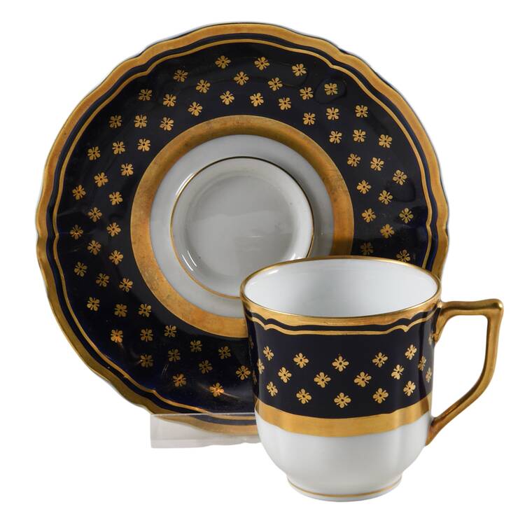 Malmaison Cobalt Blue Flat Demitasse Cup & Saucer Set