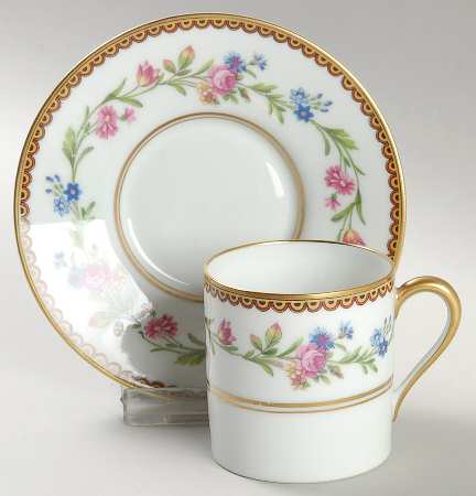 Country Flowers Flat Demitasse Cup & Saucer Set