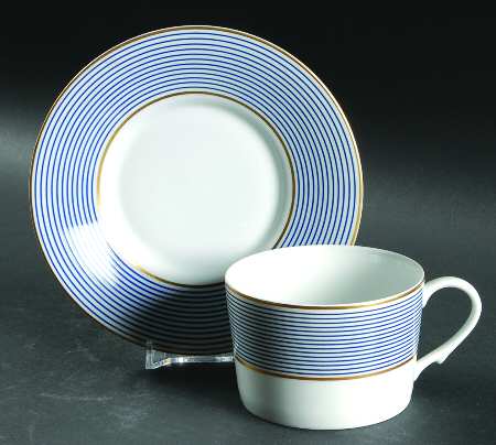 Crinoline Blue Flat Cup & Saucer Set