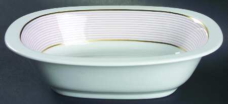 Crinoline Pink 9" Oval Vegetable Bowl