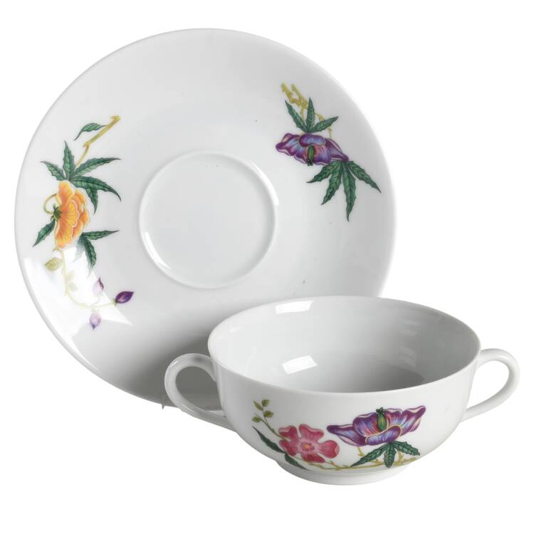 Dioraflor Footed Cream Soup Bowl & Saucer Set
