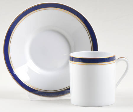 Diplomat Blue Flat Demitasse Cup & Saucer Set