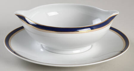 Diplomat Blue Round Gravy Boat/Attached Underplate