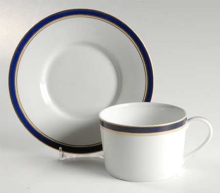 Diplomat Blue Flat Cup & Saucer Set