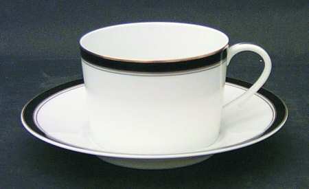 Diplomat Black Flat Cup & Saucer Set