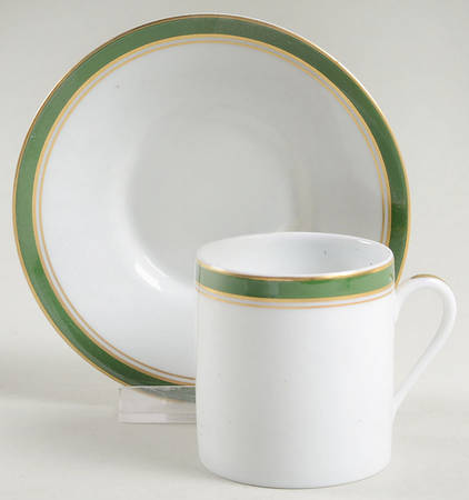 Diplomat Green Flat Demitasse Cup & Saucer Set