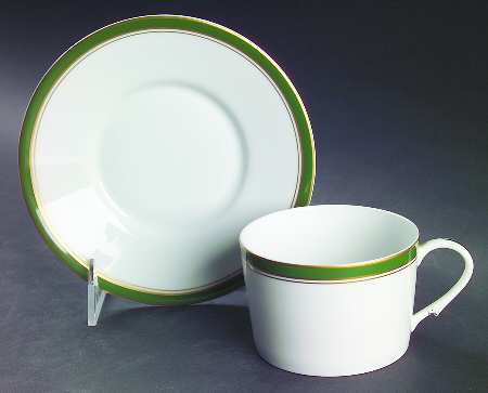Diplomat Green Flat Cup & Saucer Set by Ceralene
