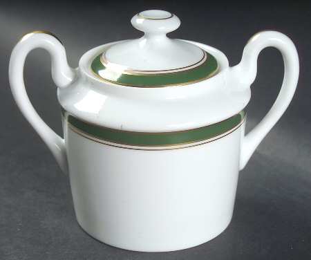 Diplomat Green Sugar Bowl & Lid