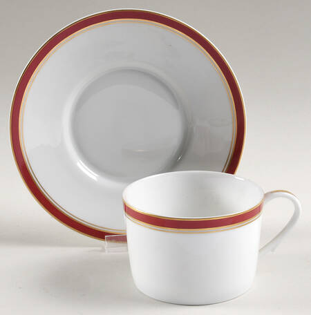 Diplomat Red Flat Cup & Saucer Set