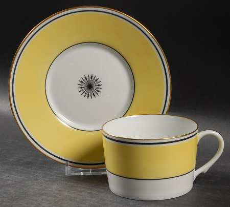 Directoire Yellow Flat Cup & Saucer Set