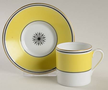 Directoire Yellow Flat Demitasse Cup & Saucer Set