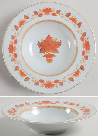 Fleur Chinoise Celadon Rim Soup Bowl by Ceralene