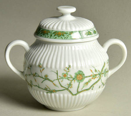 Fleur De Jade Green Sugar Bowl & Lid