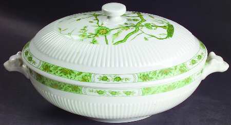 Fleur De Jade Green Oval Covered Vegetable