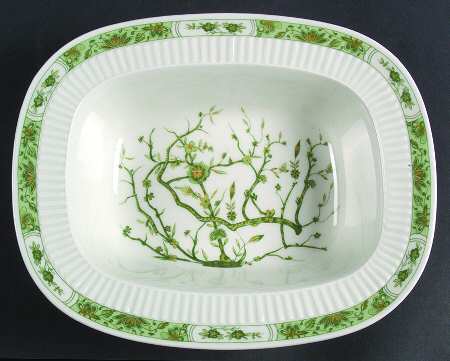 Fleur De Jade Green 11" Oval Vegetable Bowl