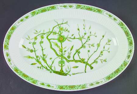 Fleur De Jade Green 14" Oval Serving Platter
