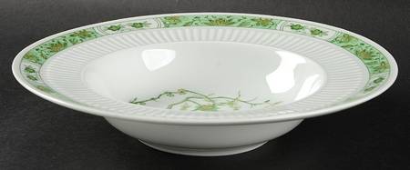 Fleur De Jade Green Rim Soup Bowl