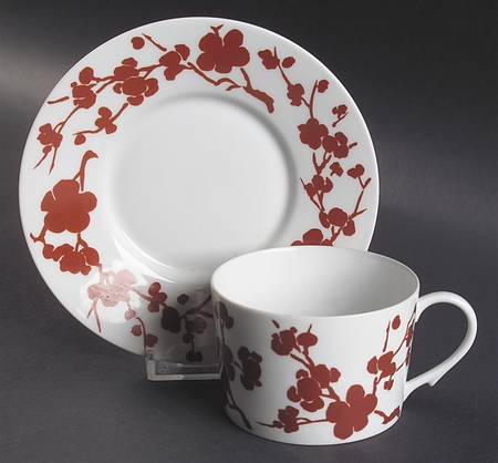 Fleurs De Pommier Flat Cup & Saucer Set by Ceralene