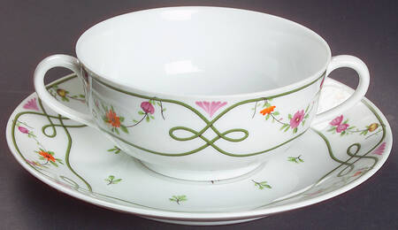 Guirlandes Flat Cream Soup Bowl & Saucer Set