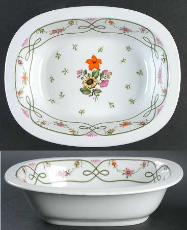 Guirlandes 9" Oval Vegetable Bowl by Ceralene