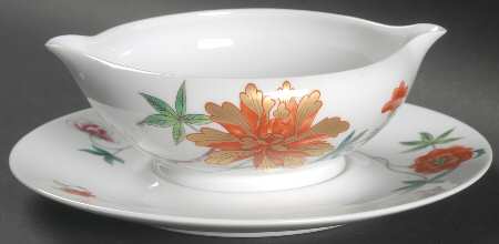 Hanoi (White Background) Gravy Boat with Attached Underplate