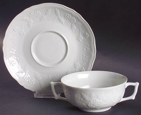 Hawthorn Footed Cream Soup Bowl & Saucer Set