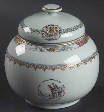 Houqua (Celadon Background) Sugar Bowl & Lid