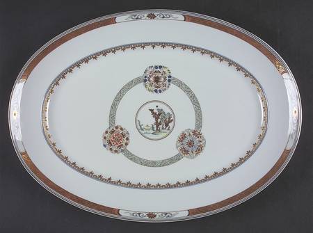 Houqua (Celadon Background) 16" Oval Serving Platter