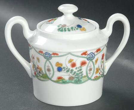 Jardin Chinois  (White Background) Sugar Bowl & Lid