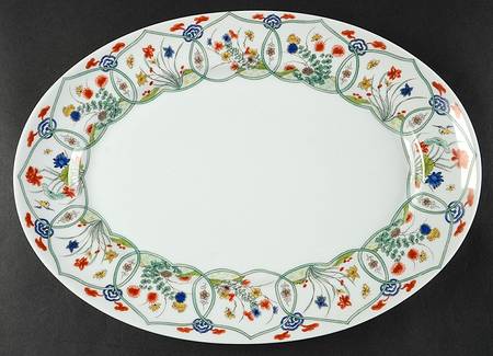 Jardin Chinois  (White Background) 14" Oval Serving Platter