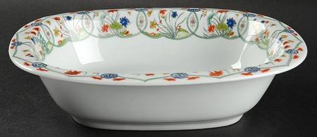 Jardin Chinois  (White Background) 9" Oval Vegetable Bowl