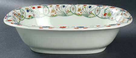 Jardin Chinois (Celadon Background) 9" Oval Vegetable Bowl