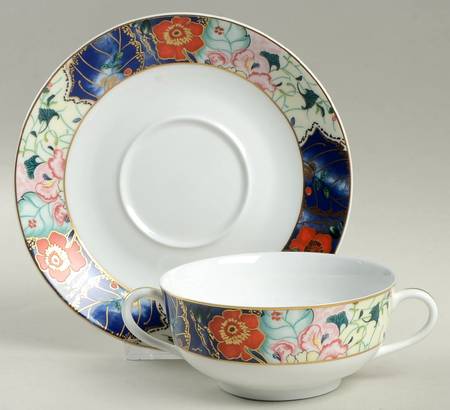 Jardin De Printemps Flat Cream Soup Bowl & Saucer Set