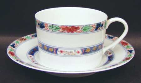 Koutani (White Background) Flat Cup & Saucer Set