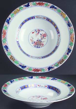 Koutani (White Background) Rim Soup Bowl by Ceralene