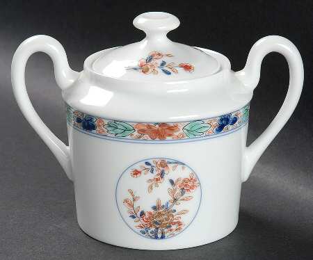 Koutani (White Background) Sugar Bowl & Lid