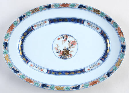 Koutani (Celadon Background) 13" Oval Serving Platter