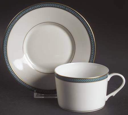 Laurier Blue Flat Cup & Saucer Set