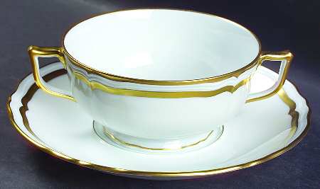 Marie Antoinette (Gold) Footed Cream Soup Bowl & Saucer Set