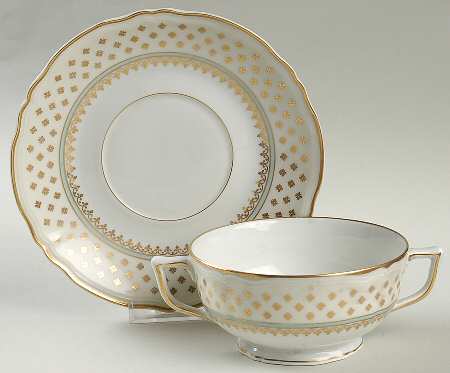 Malmaison Ivory Footed Cream Soup Bowl & Saucer Set
