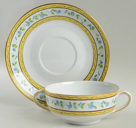 Morning Glory Ring Footed Cream Soup Bowl & Saucer Set