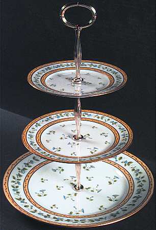 Morning Glory Spray 13 7/8"-14 1/4" 3-Tiered Serving Tray(DP,SP,BB) HC
