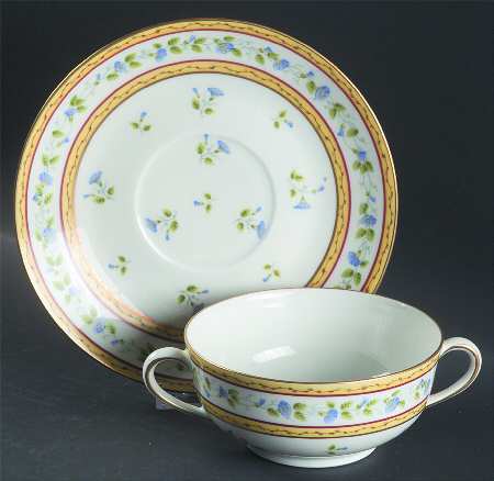 Morning Glory Spray Flat Cream Soup Bowl & Saucer Set